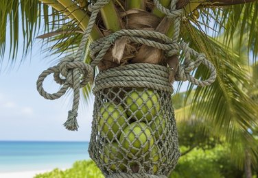 Coconut tree safety net in Vijayawada