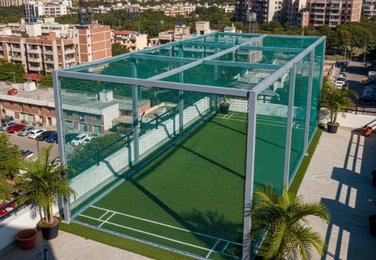 Terrace cricket practice net in Vijayawada
